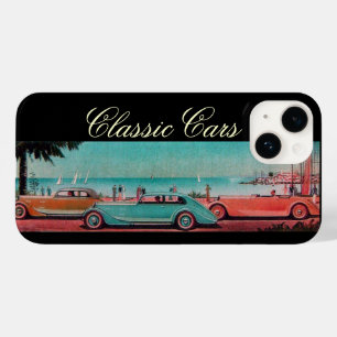 VINTAGE CARS OP DE ACHTERGROND Rood Blauw zwart Case-Mate iPhone Case