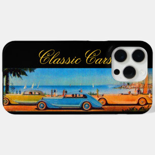 VINTAGE CARS OP DE WEG Geel Blauw iPhone 15 Pro Max Hoesje