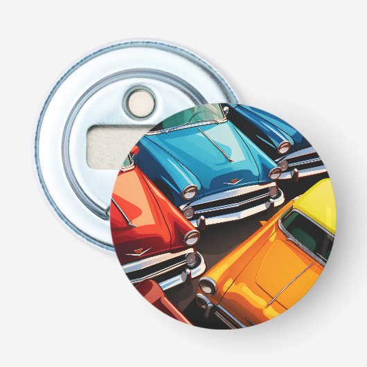 Vintage Cars Pattern Button Flesopener (Voorkant)
