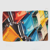 Vintage Cars Pattern Golfhanddoek (Horizontaal)