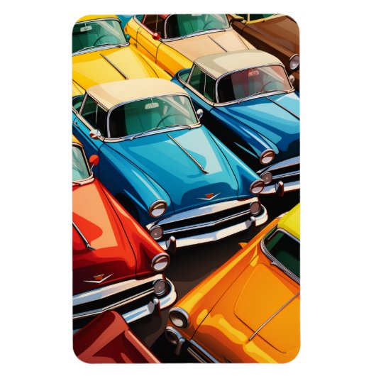 Vintage Cars Pattern Magneet (Verticaal)