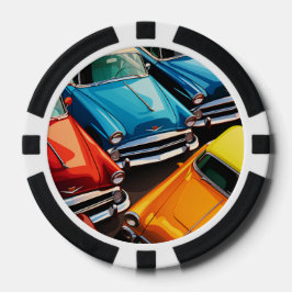 Vintage Cars Pattern Poker Chips