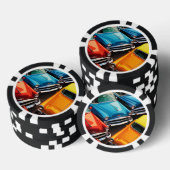 Vintage Cars Pattern Poker Chips (Opstapeling)