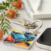 Vintage Cars Pattern Sleutelhanger (Voorkant Rechts)