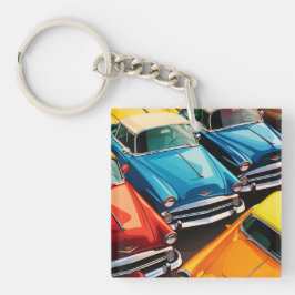 Vintage Cars Pattern Sleutelhanger
