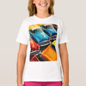 Vintage Cars Pattern T-shirt (Voorkant)