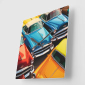 Vintage Cars Pattern Vierkante Klok (Hoek)