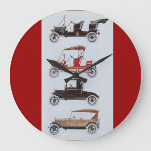 VINTAGE CARS, zwart wit rood Grote Klok