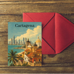 Vintage Cartagena Colombia Caraïbische Reis Briefkaart