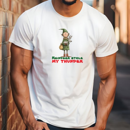 Vintage cartoon elf reindeer ironic wishes t-shirt