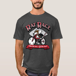 Vintage Cartoon motorfiets "Rat Race" T-shirt