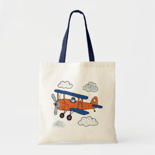 Vintage Cartoon Tweedekker Avontuur Tote Bag