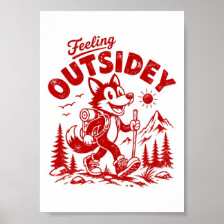 Vintage Cartoon Wandelende Vos Voelt Buiten Poster