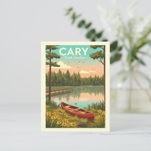 Vintage Cary North Carolina Briefkaart (Staand voorkant)