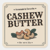 Vintage Cashew-Boter Label Sticker (Voorkant)