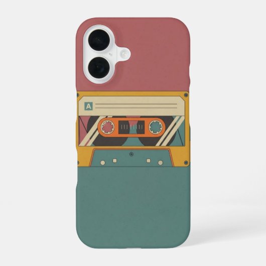 Vintage Cassetterecorder iPhone 16 Hoesje (Achterkant)