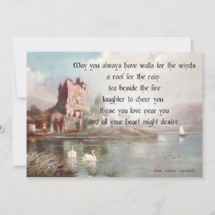 Vintage Castle in Killarney met Irish Blessing Feestdagenkaart