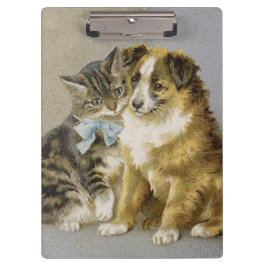 Vintage cat and dog intimate friendship klembord