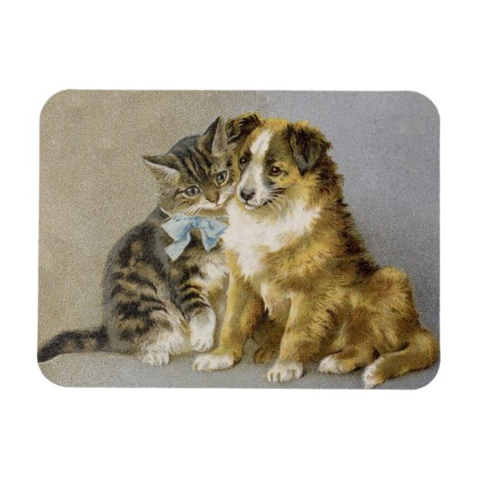 Vintage cat and dog intimate friendship magneet (Horizontaal)