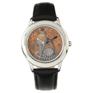 Vintage Cat, Cat Motif Art , Classic  Horloge