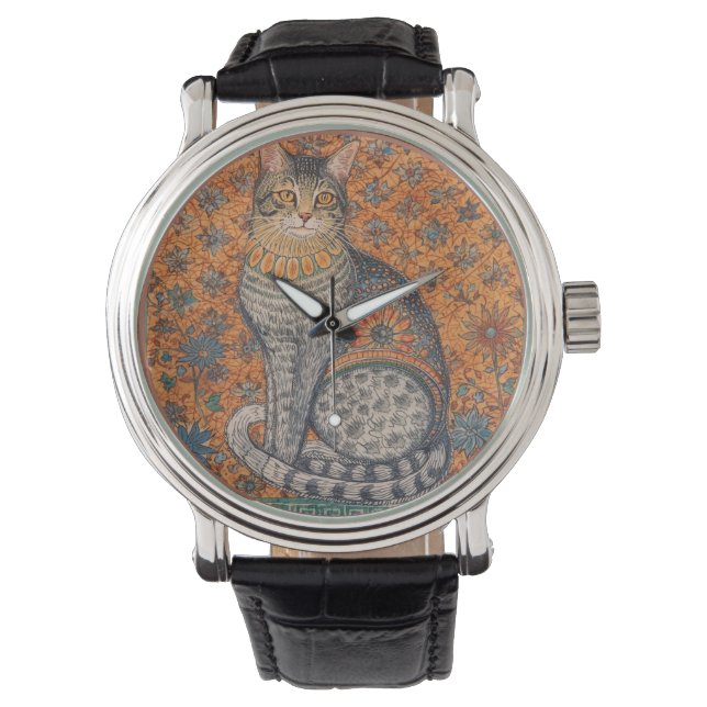 Vintage Cat, Cat Motif Art , Classic  Horloge (Voorkant)