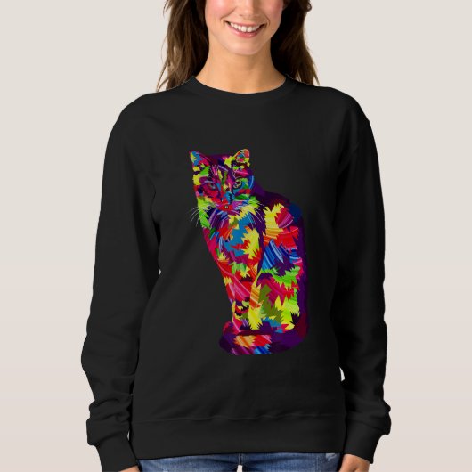 Vintage Cat Colorful For Men Women Trui (Voorkant)