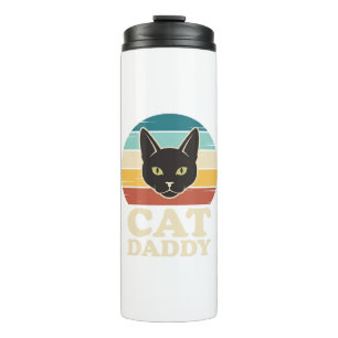 Vintage Cat Daddy Zwarte Kat Retro Zonsondergang S Thermosbeker