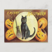 Vintage Cat Halloween Briefkaart (Voorkant)