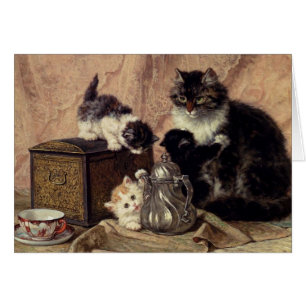 Vintage - Cat & Kittens in Tea Time,