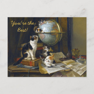 Vintage Cat Kittens World Globe You're the Best    Briefkaart