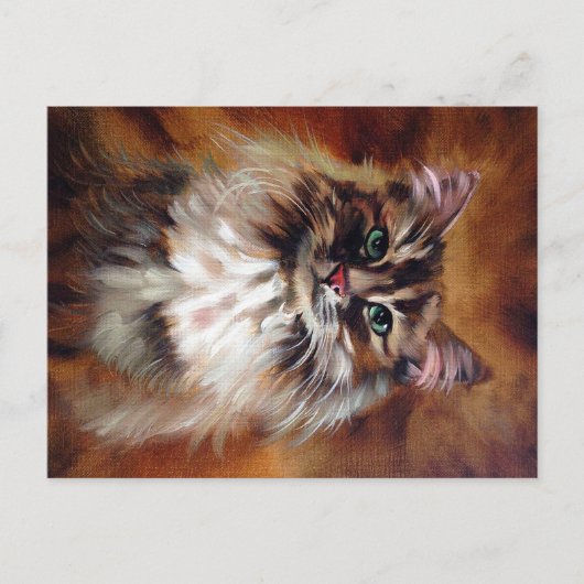 Vintage Cat painting |Cute Cat Design Aankondigingskaart (Voorkant)