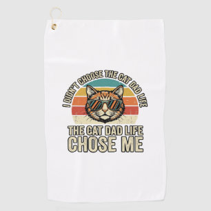Vintage Cat Papa Leven Kies Mij T-Shirt Ontwerp_1 Golfhanddoek