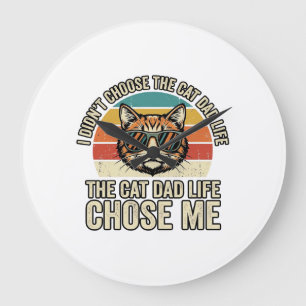 Vintage Cat Papa Leven Kies Mij T-Shirt Ontwerp_1 Grote Klok