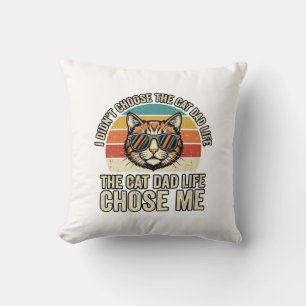 Vintage Cat Papa Leven Kies Mij T-Shirt Ontwerp_1 Kussen