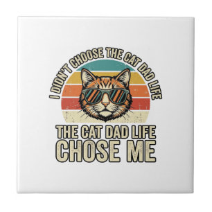 Vintage Cat Papa Leven Kies Mij T-Shirt Ontwerp_1 Tegeltje