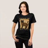 Vintage Cat Retro, Antique Style Tri-Blend Shirt (Voorkant volledig)