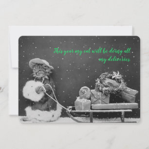 Vintage Cat Shopper Holiday Card Feestdagenkaart