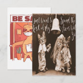 Vintage Cat Wedding |Cute Cat Design RSVP Kaartje (Voorkant / Achterkant)