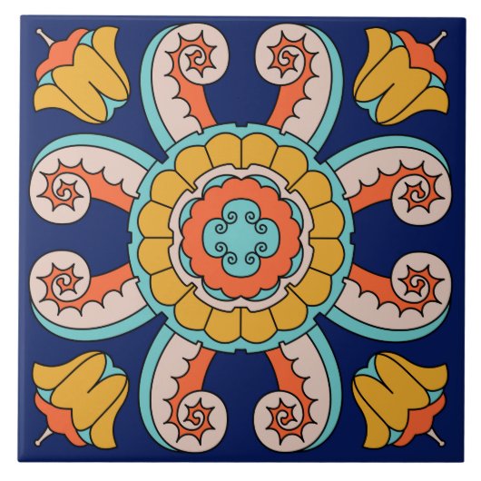 Vintage Catalina Island Tile Design Tegeltje (Voorkant)