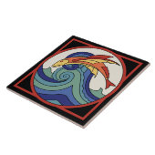 Vintage Catalonië vliegende visstapel Tegeltje (Zijkant)