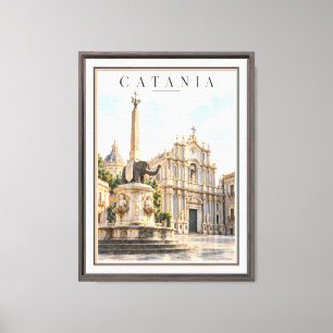 Vintage Catania Sicilië Italië Olifantenfontein Fr Canvas Afdruk