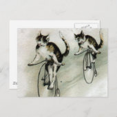 Vintage Cats on Bikes Briefkaart (Voorkant / Achterkant)