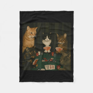 Vintage Cats Playing Ker Cat Playing Card Gambling Fleece Deken
