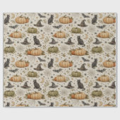 Vintage Cats Pumpkins Halloween Cadeaupapier (Vlak)
