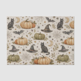 Vintage Cats Pumpkins Halloween Tissuepapier