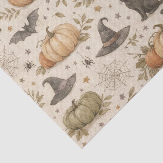 Vintage Cats Pumpkins Halloween Tissuepapier (Detail)