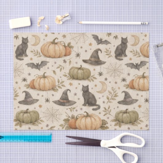Vintage Cats Pumpkins Halloween Tissuepapier (Craft)