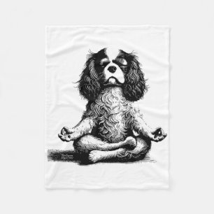 Vintage Cavalier King Charles Spaniel Yoga Hond Fleece Deken