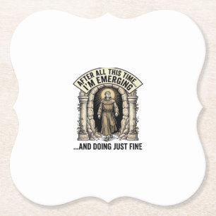 Vintage Cave Humor Gravering Grafische Shirt Ontwe Kartonnen Onderzetters
