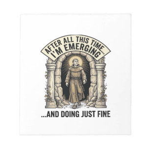 Vintage Cave Humor Gravure Grafisch Shirt Ontwerp_ Notitieblok